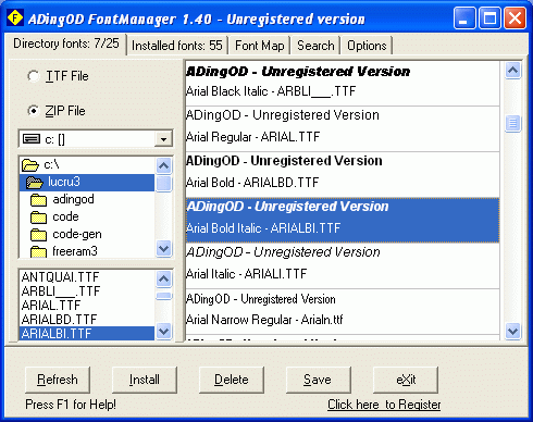 ADingOD FontManager Screenshot